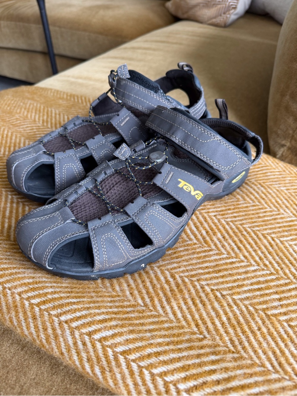 Teva Gray and Black Closed-Toe Adventure Sandals